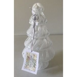 ZORZA Hand Made Glass Christmas Tree 10" Clear & White  Hollow - Made in Poland